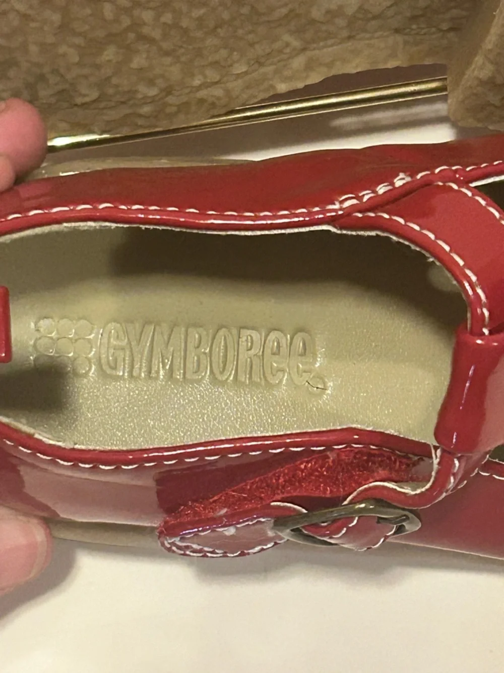 Gymboree Girls' Red Patent Mary Jane Shoes with Floral Cutouts - size 10